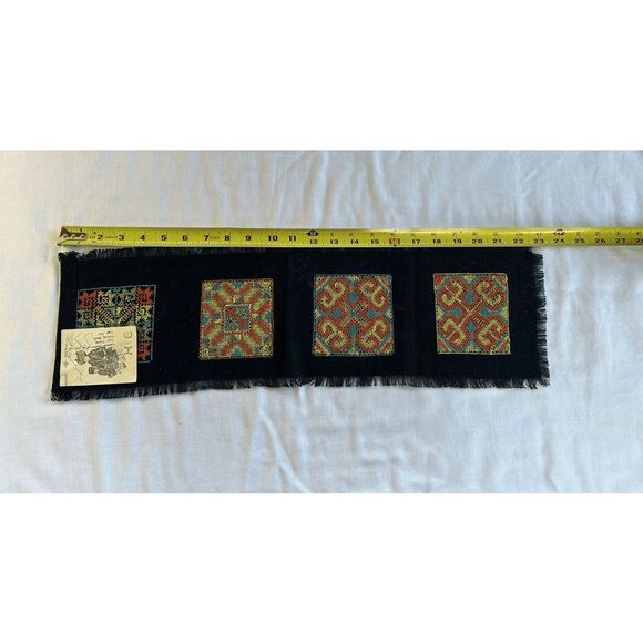 Colorful Black/Yellow/Orange Embroidered Wall Hanging/ Tapestry - Picture 3 of 7